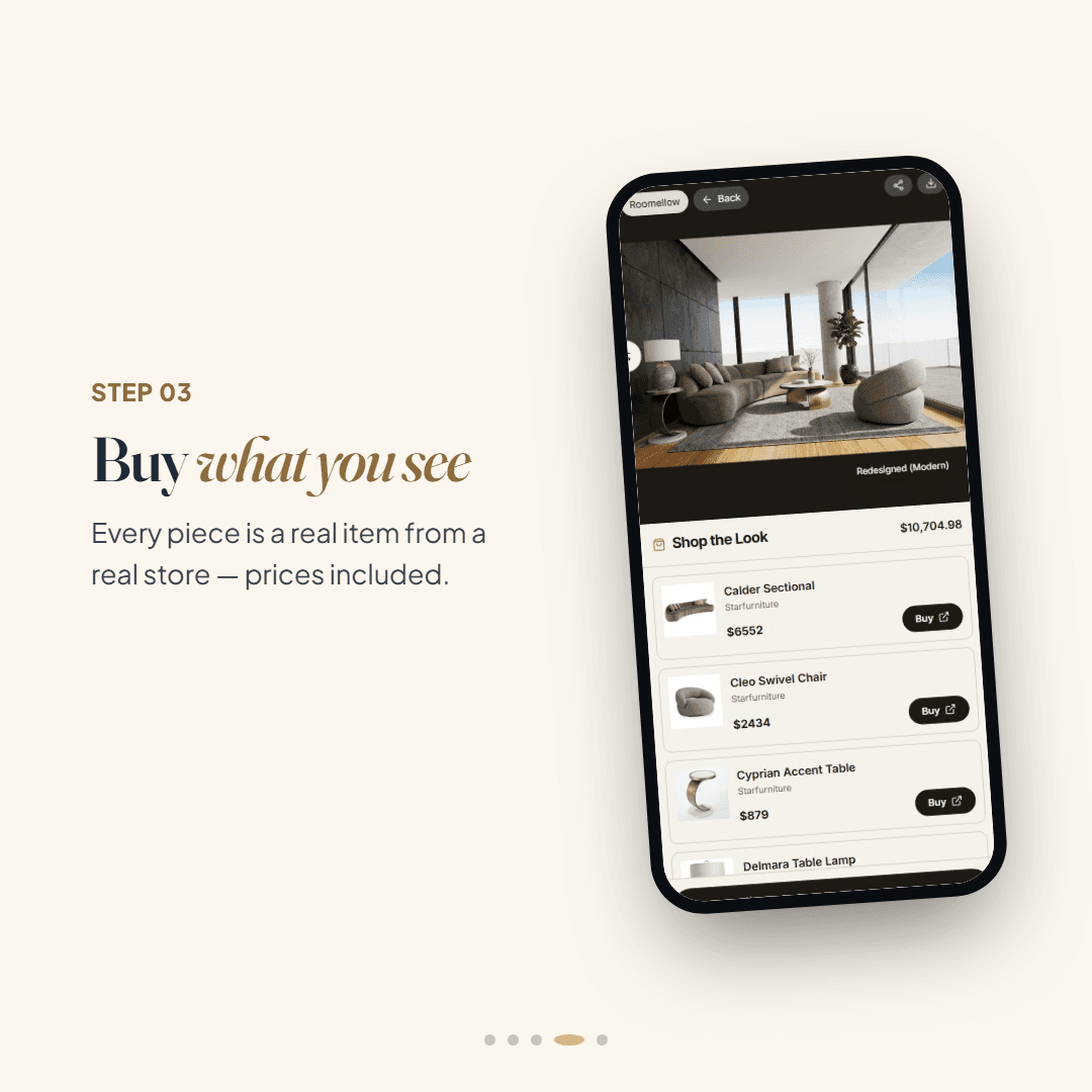 Buy the real products shown in your redesign