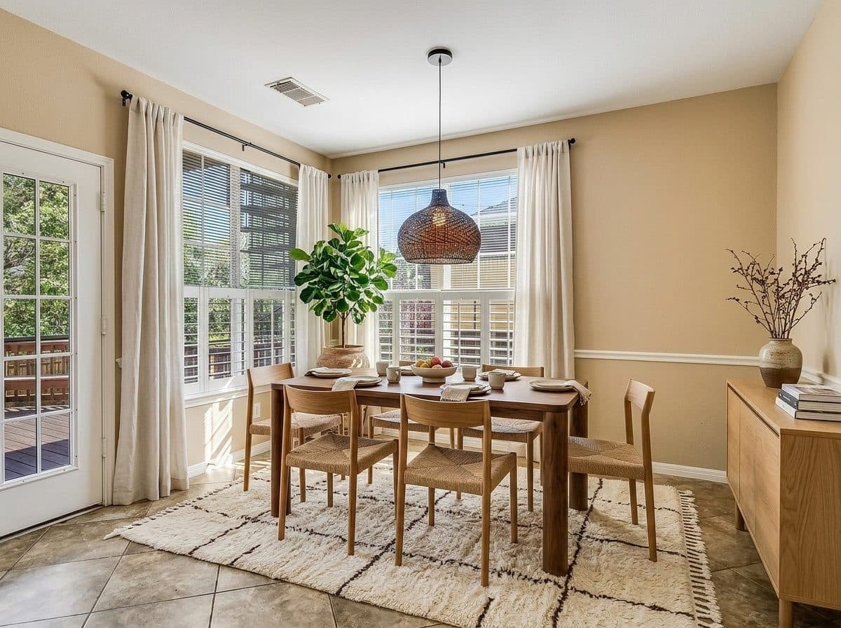 Japandi dining room after makeover