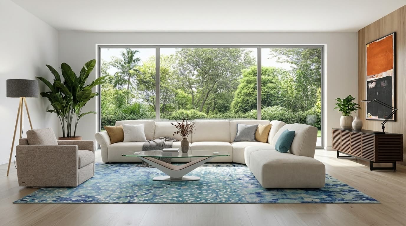 A living room furnished by Roomellow with real Five Elements Furniture products