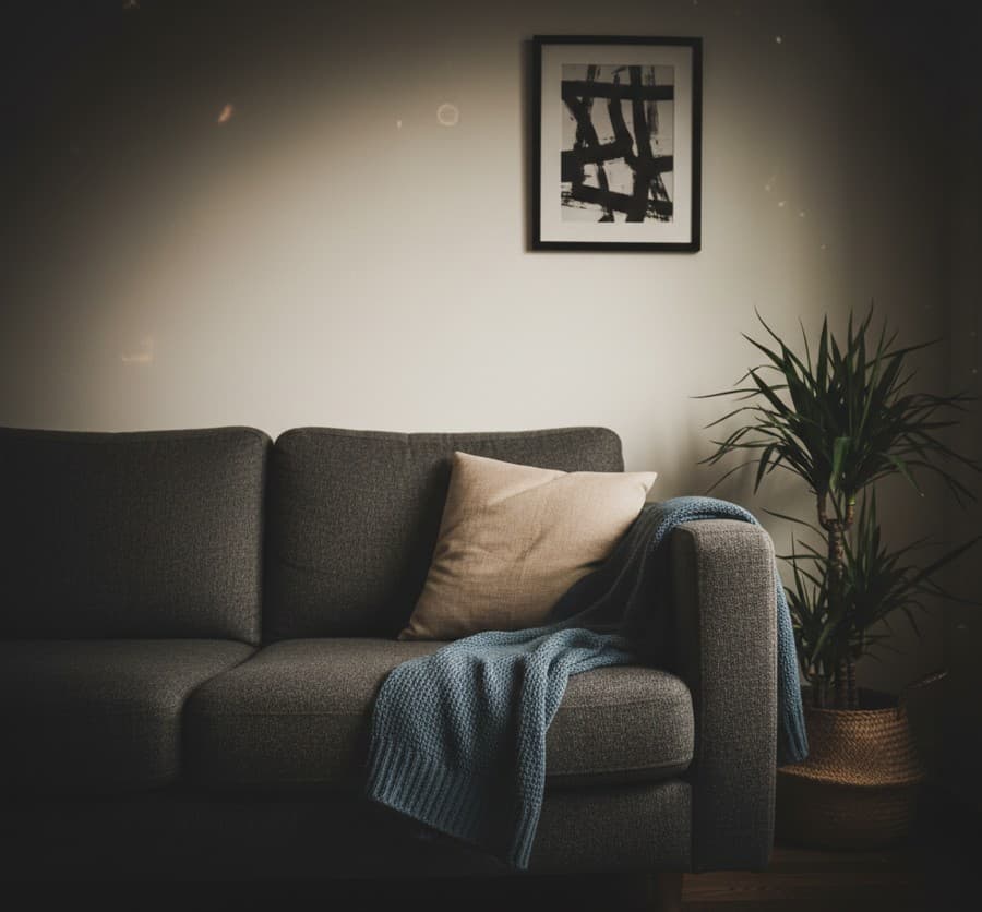 Bad example: close-up, cropped room photo with poor lighting