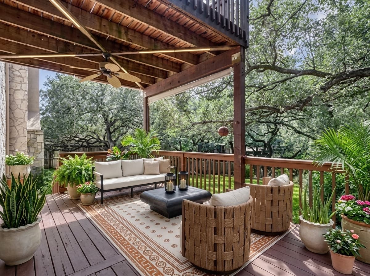 Outdoor Patio Makeover: A Metal Sofa, Four Swivel Chairs and a Weatherproof Rug - Roomellow